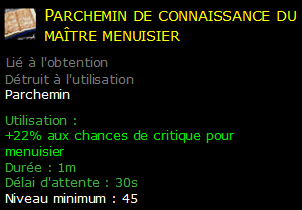 Parchemin de connaissance du maître menuisier