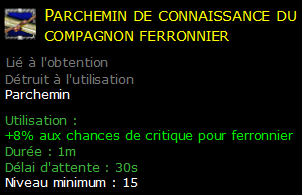 Parchemin de connaissance du compagnon ferronnier