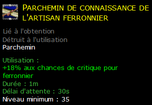 Parchemin de connaissance de l'artisan ferronnier