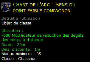 Chant de l'arc : Sens du point faible compagnon