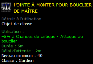 Pointe à monter pour bouclier de maître