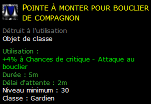 Pointe à monter pour bouclier de compagnon