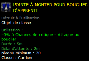 Pointe à monter pour bouclier d'apprenti