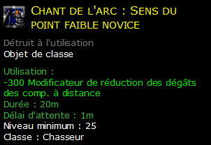 Chant de l'arc : Sens du point faible novice