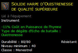 Solide harpe d'Ouistrenesse de qualité supérieure