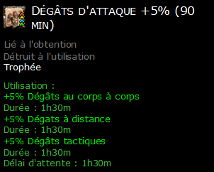 Dégâts d'attaque +5% (90 min)