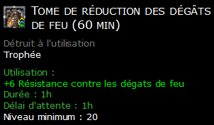 Tome de réduction des dégâts de feu (60 min)