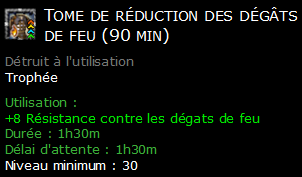 Tome de réduction des dégâts de feu (90 min)