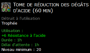 Tome de réduction des dégâts d'acide (60 min)