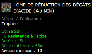 Tome de réduction des dégâts d'acide (45 min)