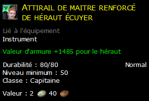 Attirail de maitre renforcé de héraut écuyer