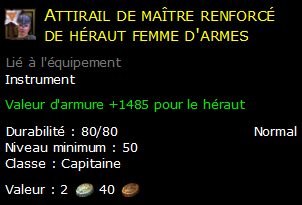 Attirail de maître renforcé de héraut femme d'armes