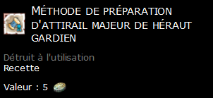 Méthode de préparation d'attirail majeur de héraut gardien