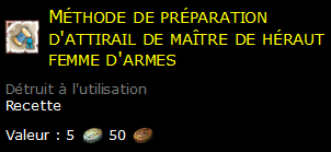 Méthode de préparation d'attirail de maître de héraut femme d'armes