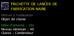 Hachette de lancer de fabrication naine