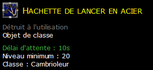 Hachette de lancer en acier