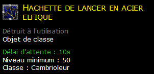 Hachette de lancer en acier elfique