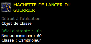 Hachette de lancer du guerrier