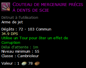 Couteau de mercenaire précis à dents de scie