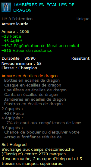 Jambières en écailles de dragon