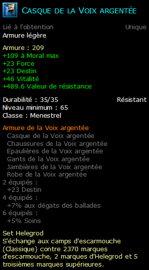 Casque de la Voix argentée