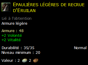Epaulières légères de recrue d'Eruilan