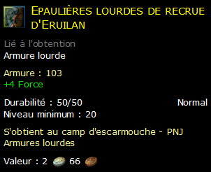 Epaulières lourdes de recrue d'Eruilan