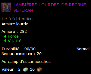 Jambières lourdes de recrue vétéran