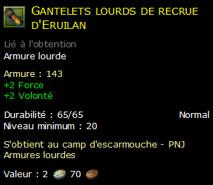 Gantelets lourds de recrue d'Eruilan