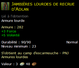 Jambières lourdes de recrue d'Adlan