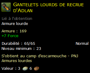 Gantelets lourds de recrue d'Adlan