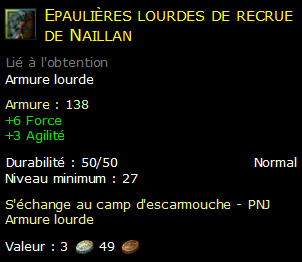 Epaulières lourdes de recrue de Naillan