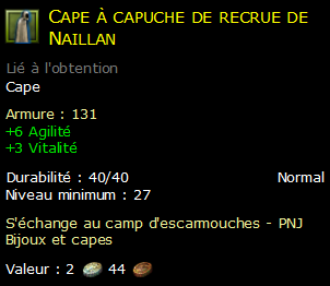 Cape à capuche de recrue de Naillan