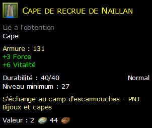 Cape de recrue de Naillan