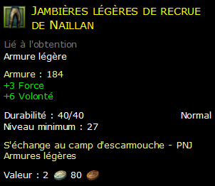 Jambières légères de recrue de Naillan