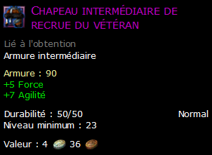 Chapeau intermédiaire de recrue du vétéran