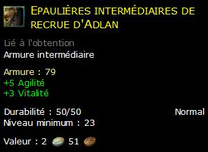 Epaulières intermédiaires de recrue d'Adlan