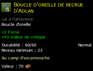 Boucle d'oreille de recrue d'Adlan