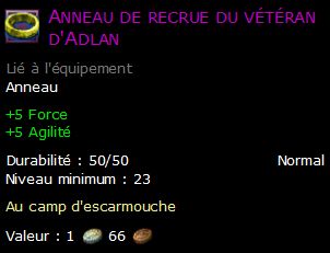 Anneau de recrue du vétéran d'Adlan