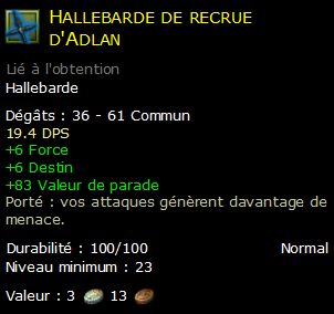 Hallebarde de recrue d'Adlan