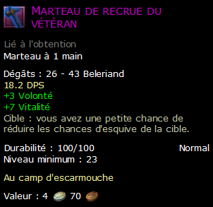 Marteau de recrue du vétéran