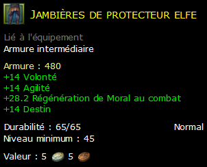 Jambières de protecteur elfe