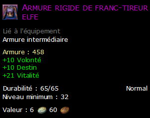 Armure rigide de franc-tireur elfe