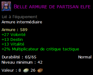 Belle armure de partisan elfe