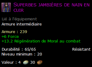 Superbes jambières de nain en cuir