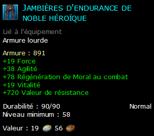 Jambières d'endurance de noble héroïque