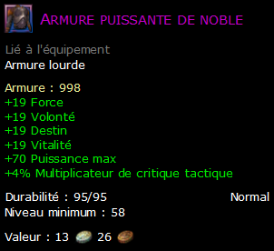 Armure puissante de noble