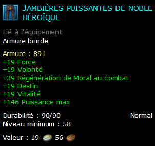 Jambières puissantes de noble héroïque