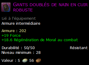 Gants doublés de nain en cuir robuste