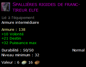 Spallières rigides de franc-tireur elfe